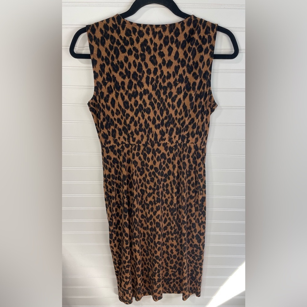 Charter Club Brown Sleeveless Cheetah Print V-neck Dress Petite Small Women’s - Picture 2 of 8